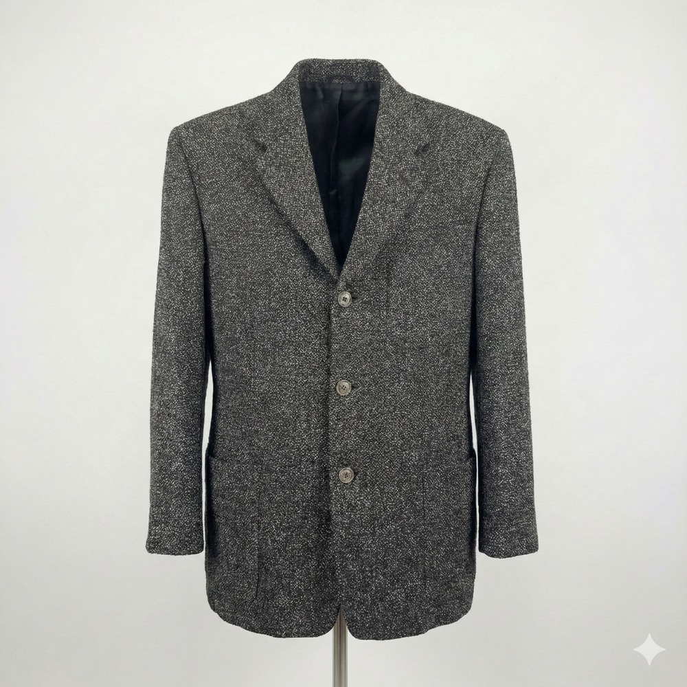 Vintage Caravan Blazer 42 Reg Baby Alpaca‎ Silk Grey Tweed Jacket Made in USA